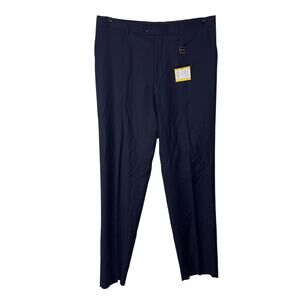 Baroni Couture Men's 38R Dress Pants Suit Navy Blue 100% Wool Flat‎ Unhemmed NWT